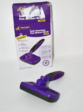 Hertzko Self Cleaning Slicker Brush, Dogs/ Cats, Retractable Bristles, Purple, N
